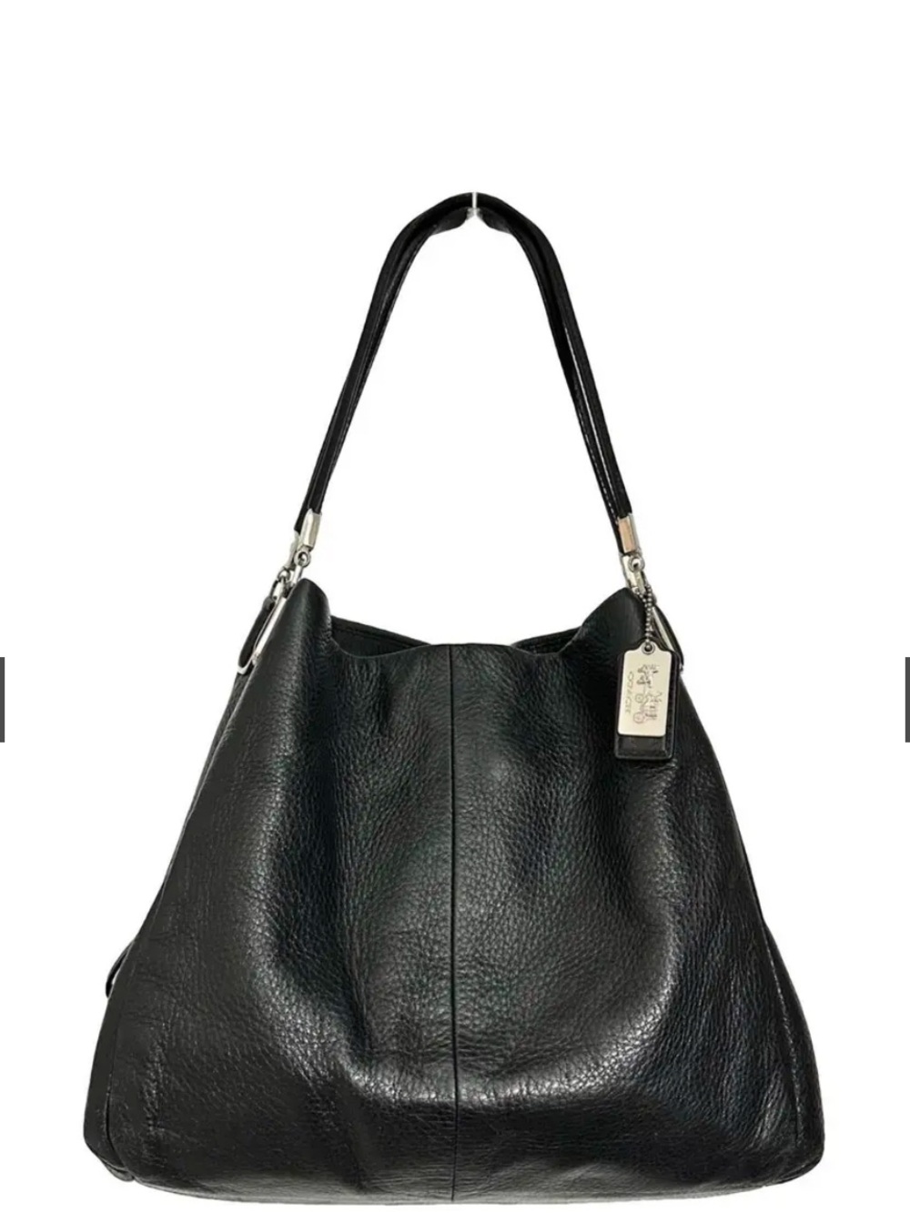 Coach Madison Phoebe leather shoulder bag in black pebbled leather